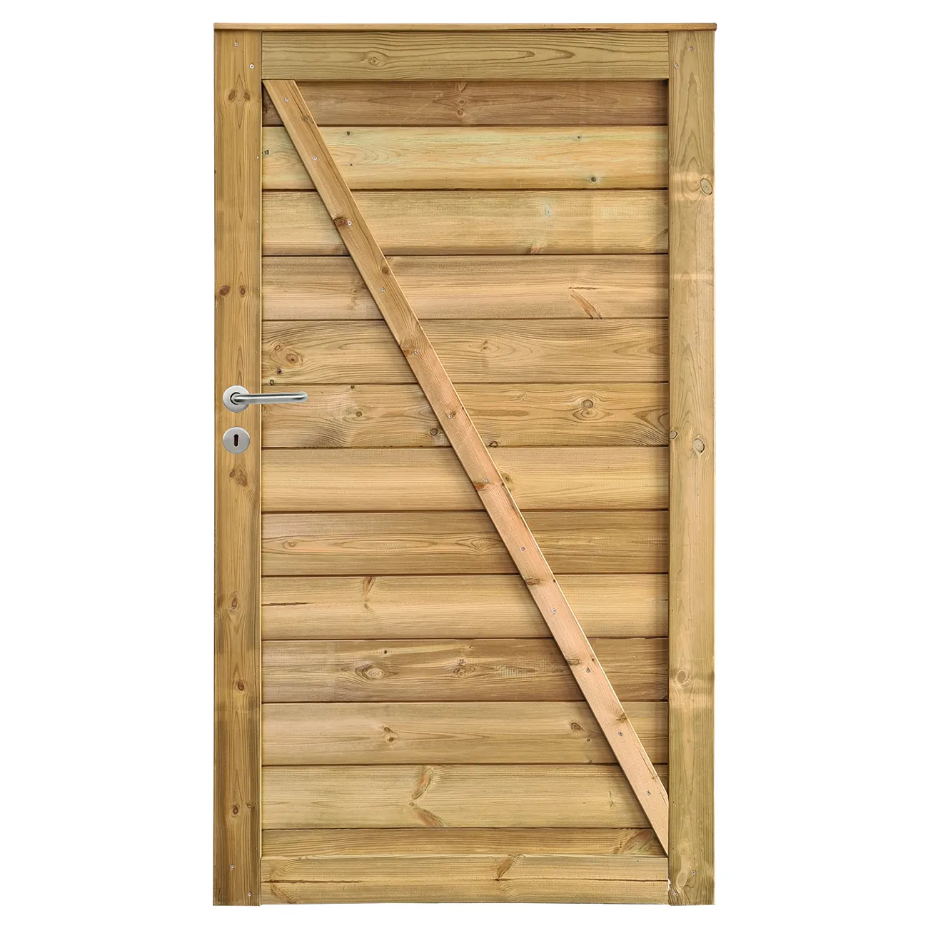 Houten tuinpoort 100x180cm linkse opening - achteraanzicht